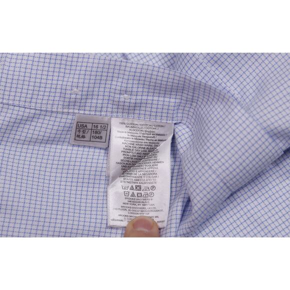 Brooks Brothers Regent Non-Iron Blue White Check Dress Shirt 16.5-36/37 - Picture 7 of 7